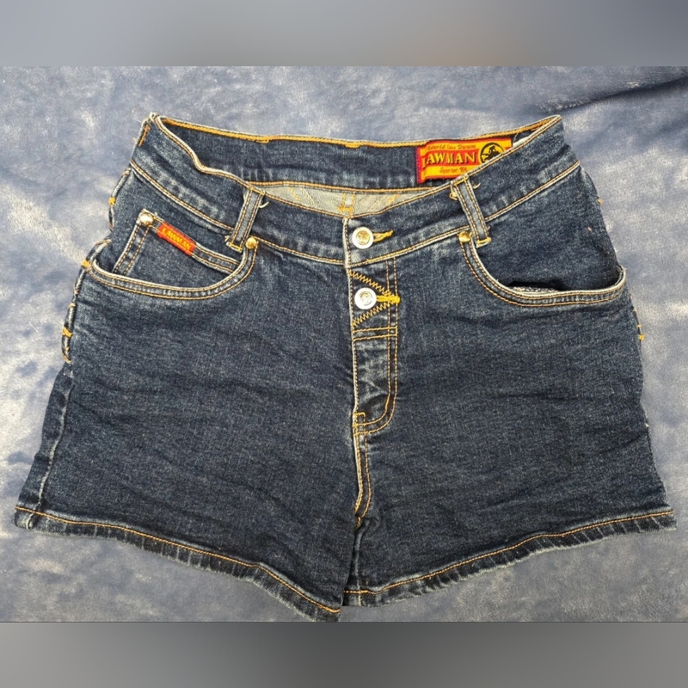 Lawman Western Vintage Jean Shorts Size 5 Dark Blue Denim